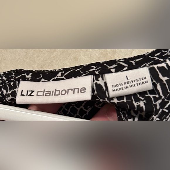 Liz Claiborne Large Black and White Sleeveless Blouse - Picture 5 of 5